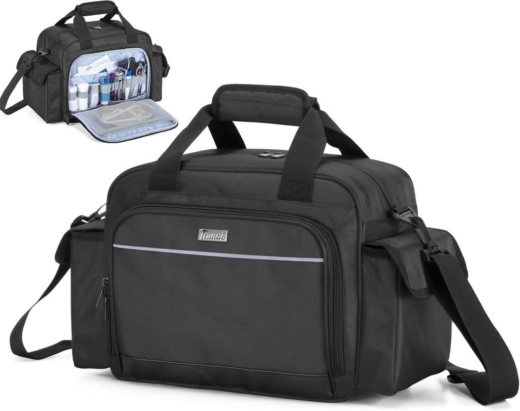 Trunab Home Health Hemşire Bag Boş, Portreatif Tıbbi Malzeme Çamaşır Yıkaması, Ev Ziyareti, Hastane Interns, Black, Bag Only