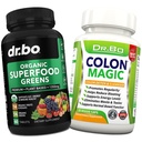 Organik Superfood Greens & Fruit Supplements - Koloni Intestinal Bloating için Detox Formula - Yeşil Veggie Toz Plastik Gıdalar ve Sarmach Tamam Gut, Belly, Stomach