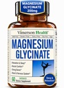 Καθαρό Γλυκινικό Μαγνήσιο 200mg (Glicinato de Magnesio) – Συμπλήρωμα χημικού μαγνησίου για τον ύπνο, την χαλάρωση, την ευεξία των μυών και των γυναικών – Καλύτερα Απορροφημένο από Κιτρικό ή Οξείδιο – 60 Κάψουλες Vegan
