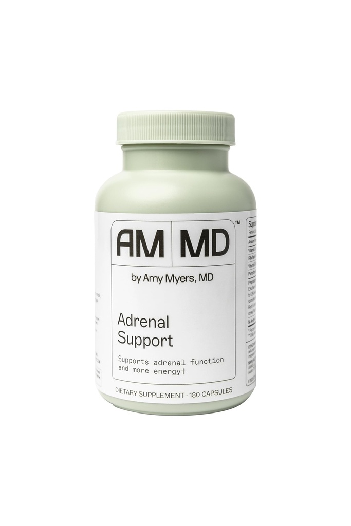 Amy Myers MD Adrenal Destek - Ashwagandha, Riboflavin, B6 & More - Gluten-Free, Non-Dairy & Non-Soy - 180 Capsules