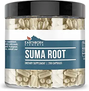 Earthborn Elements Suma Root 200 Capsules, Pure & Undiled, No Wordss
