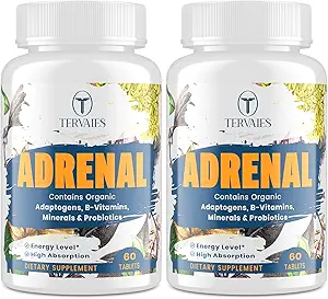 Adrenal Support Adaptogens Herbs Supplements - Cortisol Supplement with Rhodiola Rosea, Ashwagandha, Holy Basil and Eleuthero-Mood and Energy Support for Women & Men-Non-GMO, 120 Vegan Tablet