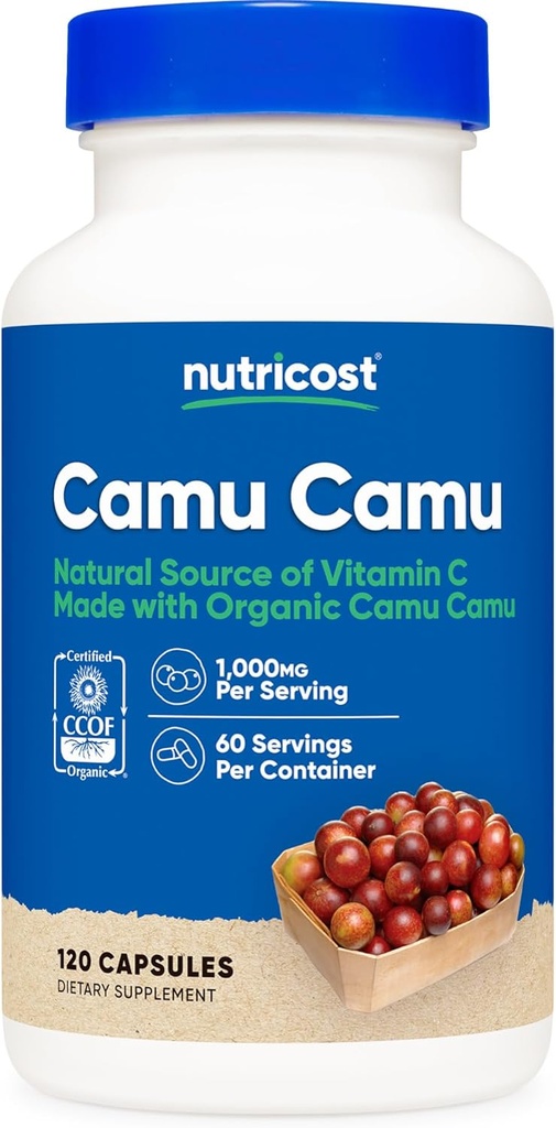 Nutricost Camu 1000 mg, 120 Capsule - CCOF Organik, Non-GMO ve Gluten Free