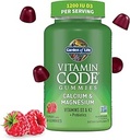 Garden of Life Vitamin Code Calcium Magnesium Gummies with D3 & K2, Supports Bone Health & Bone Strength + Prebiotics & Probiotics for Digestive Support, Non-GMO, Gluten-Free, 60 Raspberry Gummies