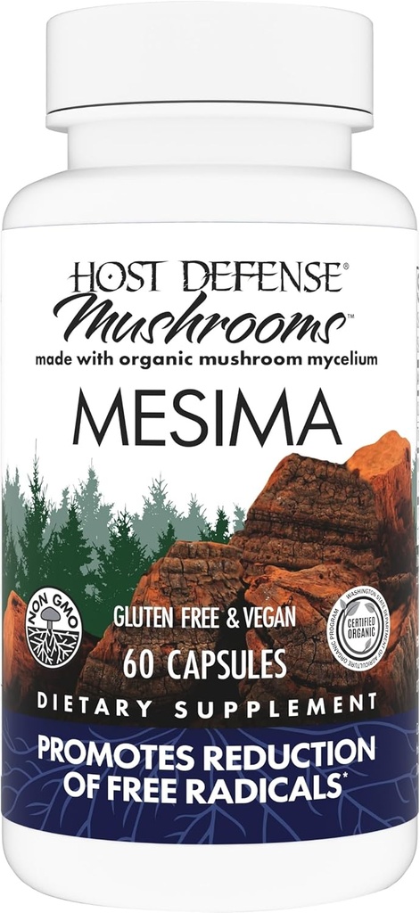Host Defense Mesima Capsules - Herbal Antioksi Activity & Immune System Support Supplement - Immune Response - 60 Capsules (30 Hizmetler)*