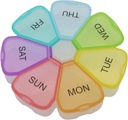 7 Günlük Pill Round Organizer, ShysTech Büyük Pill Case Pill Box 1 Time A Day for Pills/Medication /Supplements/Vitamin (Multi-Renk)