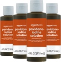 Βασικά Αντισηπτικά πρώτων βοηθειών, 10% Povidone Iodine Solution, 4 ρευστές ουγγιά, 4-πακέτο (Πρώην Solimo)