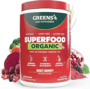 Greens+ Organic Reds Superfood Powder, Antioxidant, Polyphenol, Blend for Morning Kick, Energy, Vitality Boost, Nutrition, Vibrant Health, Vegan Soy/Dairy/Gluten Free(8.46oz)