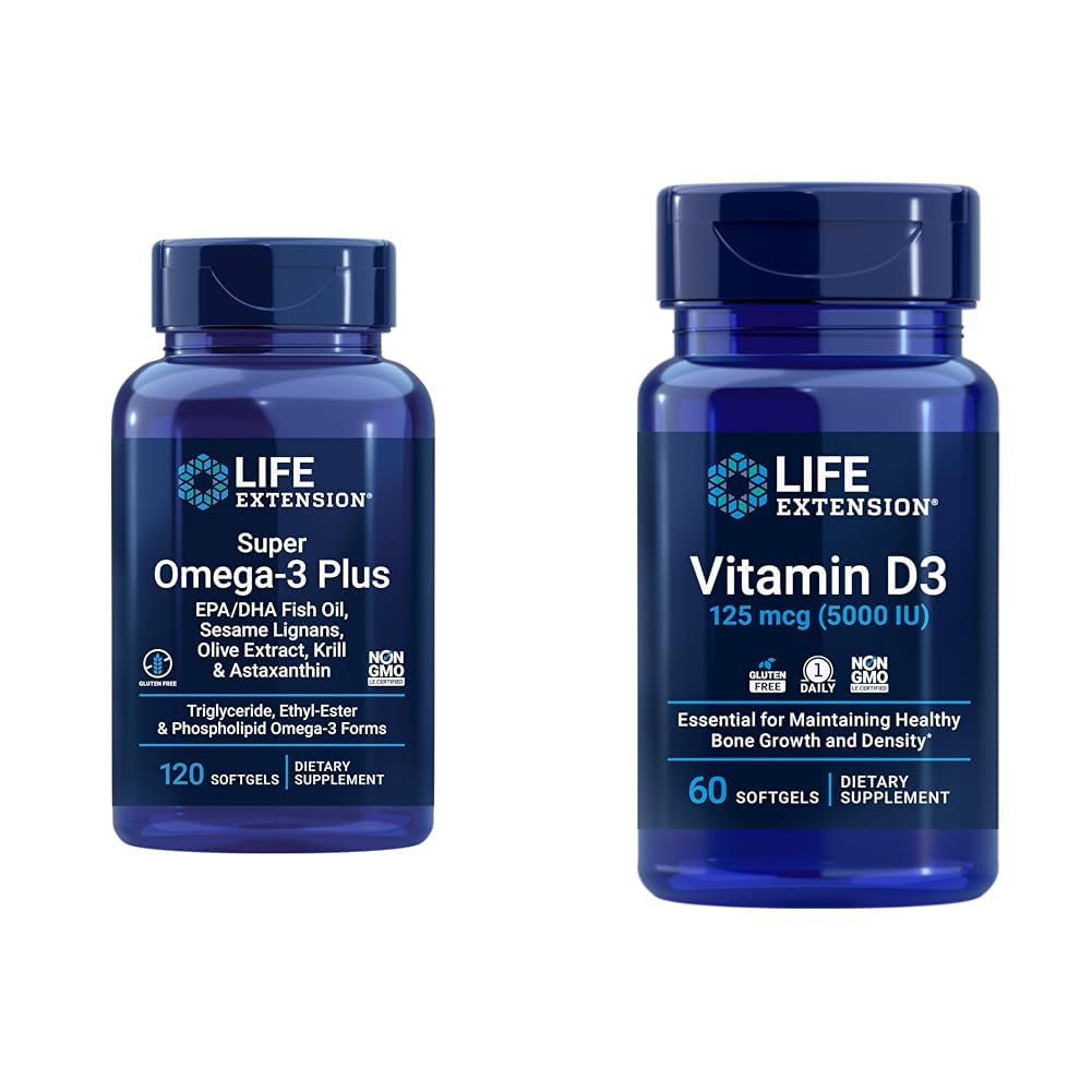 Life Extension Super Omega-3 Plus EPA/DHA Fish Oil, Sesame Lignans & Vitamin D3 125 mcg ( IU5000), Bone Health, Brain Performance