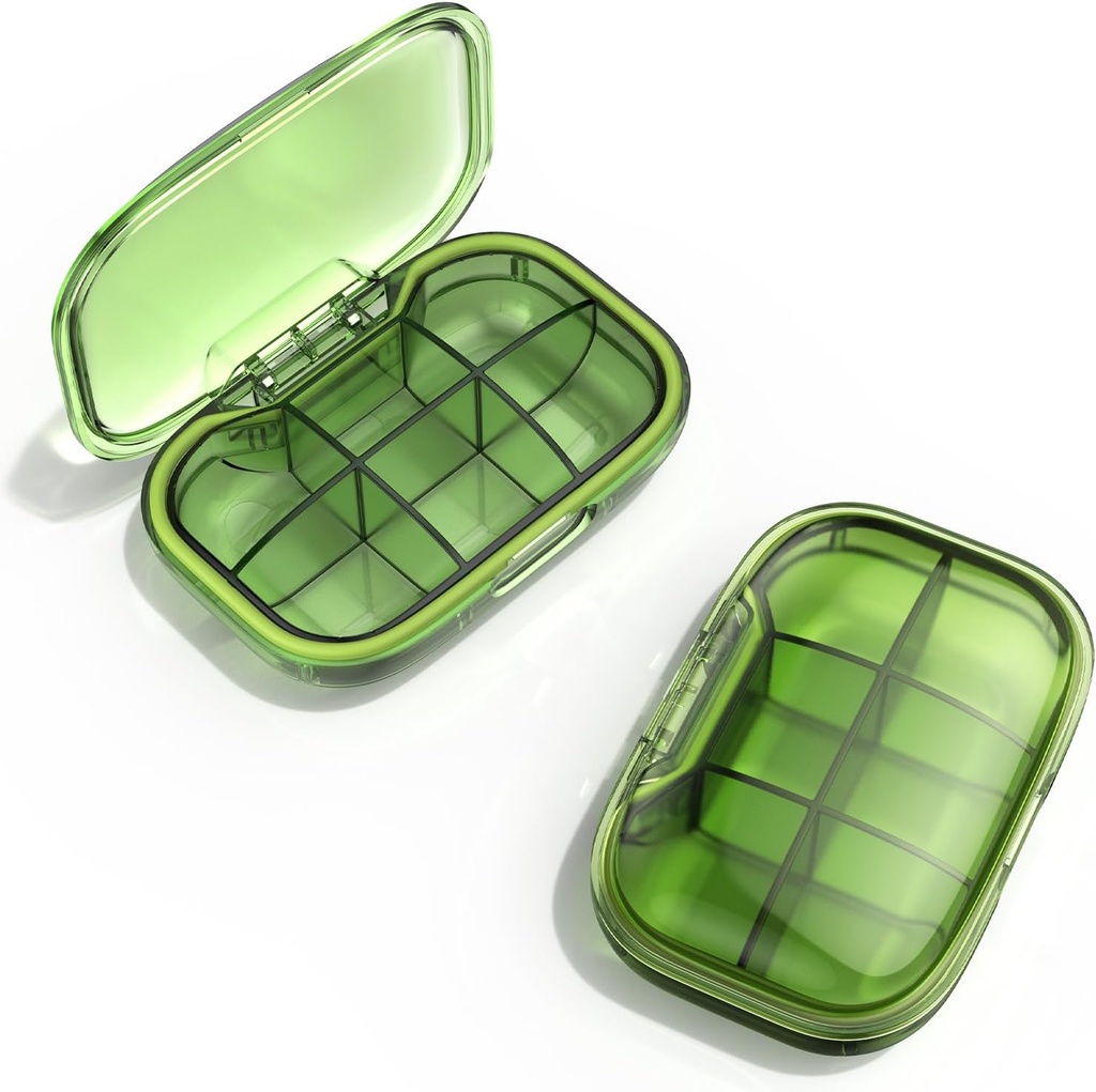 6 Διαμέρισμα Travel Pill Box, Χάπια Organizer Moisture Proof Pill Υπόθεση, Μικρό κουτί χάπια για το πορτοφόλι τσέπης, Καθημερινή Φορητή ιατρική Βιταμίνη Box, Fish Oil Box, Συμπλήρωμα Box (Πράσινο)