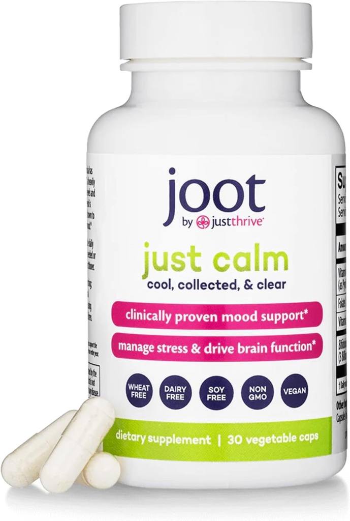 Just Thrive - Just Calm - Cortisol Manager - Ηρεμία, μνήμη, και το συμπλήρωμα υποστήριξης Mood - Vegan, 30 κάψουλες Calm