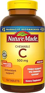 Nature Made Chewable Vitamin C 500 mg Tabletleri, Immune Sistemini Desteklemek için 150 Sayı Değeri Boyut (Paket 3)