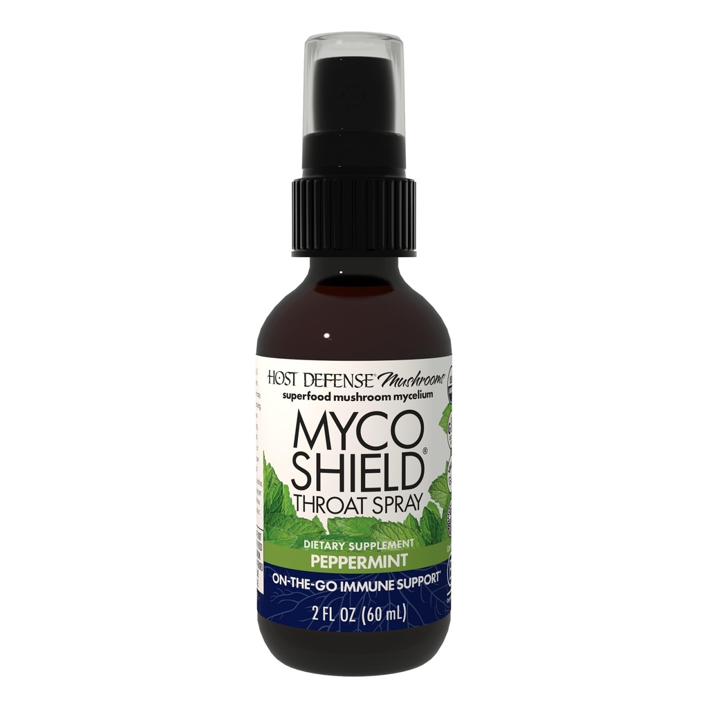 Host Defense MycoShield Throat Spray - Immune Health Support - Diyeter Mushroom Supplement with Chaga, Reishi, Türkiye Tail & More - On-Go Immune Support - Peppermint, 2 fl oz (142 Hizmetler)