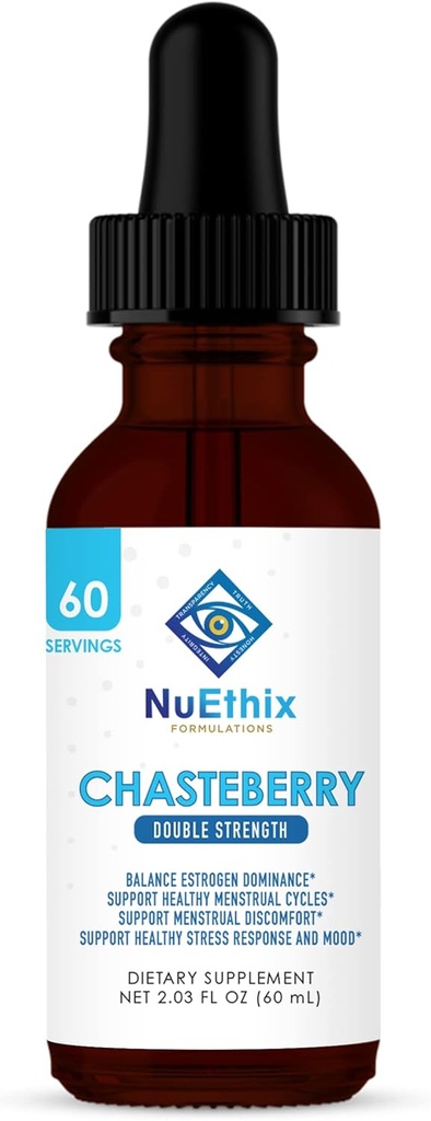 NuEthix Formulations Chasteberry Double Strength 50 mg, Estrogen Dominance'i dengelemeye yardımcı olabilir ve Menstrual Döngüsü'ne yardımcı olabilir, 60 Hizmetler