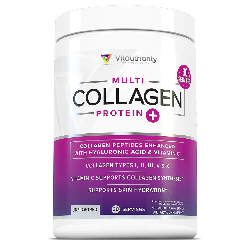 Multi Collagen Peptides Powder for Women - Hydrolyzed Unflaved Collagen Powder for Women with Types I III V & X plus Vitamin C & Hyaluronic Acid for Beautiful Hair Skin and Nails - 30 Μερίδες