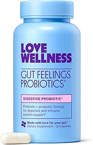 Love Wellness Gut Feels Probiyotik | Gut Health for Women, Digestion Relief & Immune Support Supplement | Womens Probiyotik for Gas Relief | 3 Milyar CFU | Güvenli Prebiyotik ve Postbiyotik | 30 Count