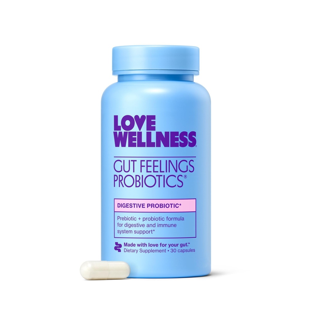 Love Wellness Gut Feels Probiyotik | Gut Health for Women, Digestion Relief & Immune Support Supplement | Womens Probiyotik for Gas Relief | 3 Milyar CFU | Güvenli Prebiyotik ve Postbiyotik | 30 Count