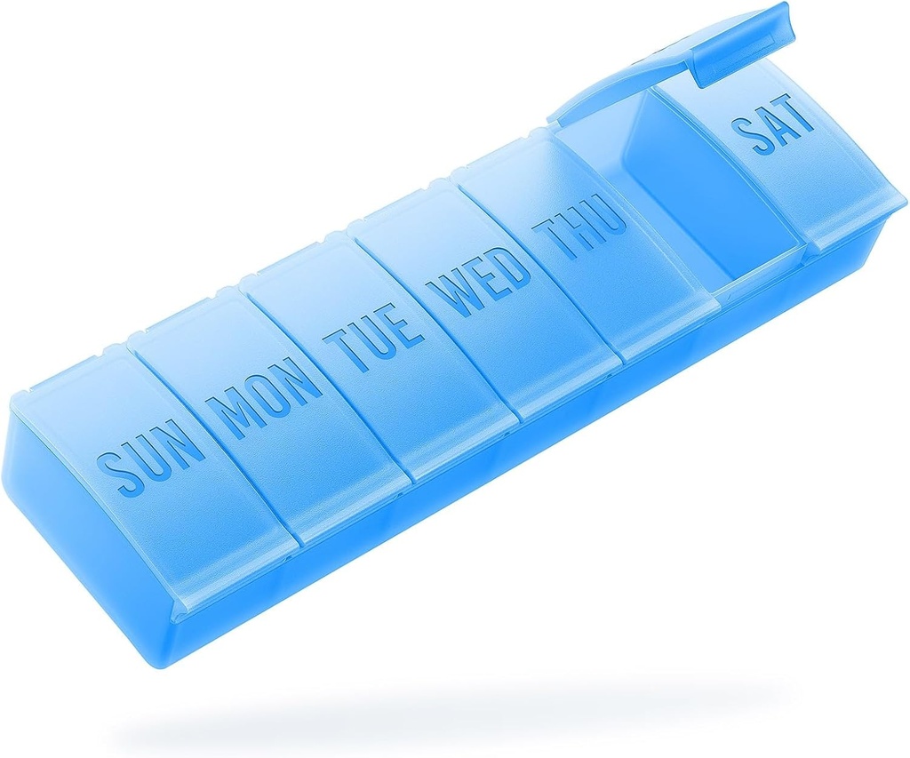 Barhon Pill Organizer Large, Weekly Medicine Pill Organizers, 7 Day Pills Box Case Travel for Big Vitamin Supplements Fish Oil, Blue