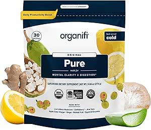 Organiz Saf - Öğrenmede Stimulation, Memory, Focus ve Clarity - Superfoods ile Beyin Desteği - Gluten-Free ve Non GMO - En İyi Served Cold, 30 Hizmet