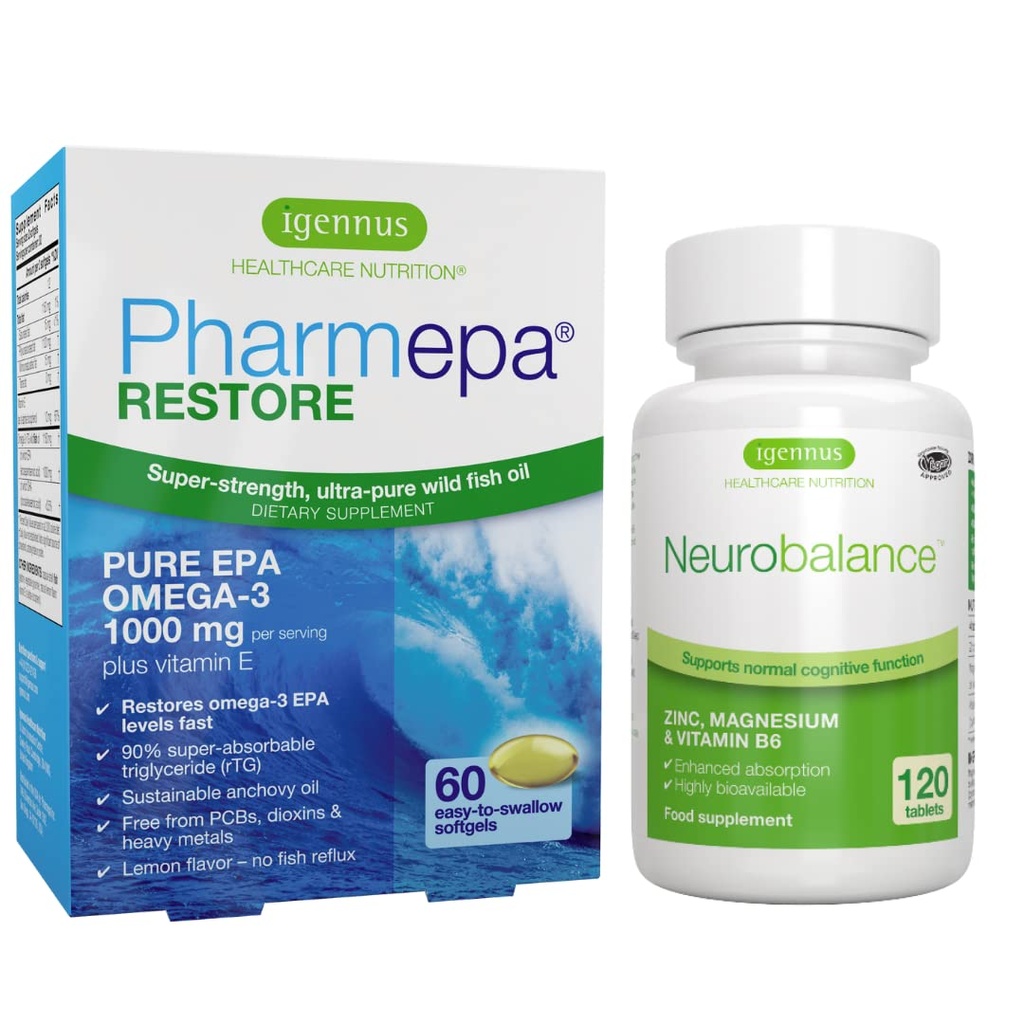 Igennus Pharmepa EPA + Nörobalance çinko, Magnezyum & Vitamin B6 Dikkat ve Odaklık için Mood Health Sche