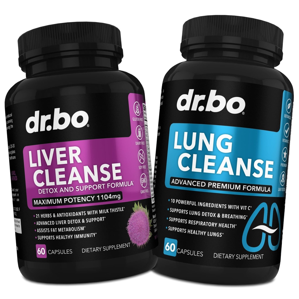 DR. BO Liver Cleanse & Lung Support Pills - Herbal Cleanser Formulas Liver & Lung Health