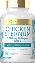 Carlyle Chicken Sternum Cartilage Collagen Capsules | Tip II 3000 mg | 120 Pills | Hyaluronic Acid | Non-GMO, Gluten Free