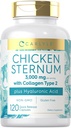 Carlyle Chicken Sternum Cartilage Collagen Capsules | Tip II 3000 mg | 120 Pills | Hyaluronic Acid | Non-GMO, Gluten Free