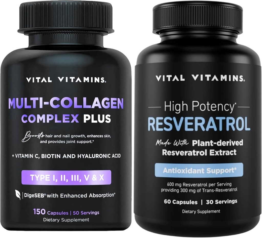 Vitals Vitaminleri Multi Collagen Kompleksi Plus Capsules + Resveratrol Capsules