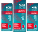 Kori Krill Oil Omega 3 Superior Abxia Oil Supplement, EPA & DHA, 600 mg, 180 Softgels