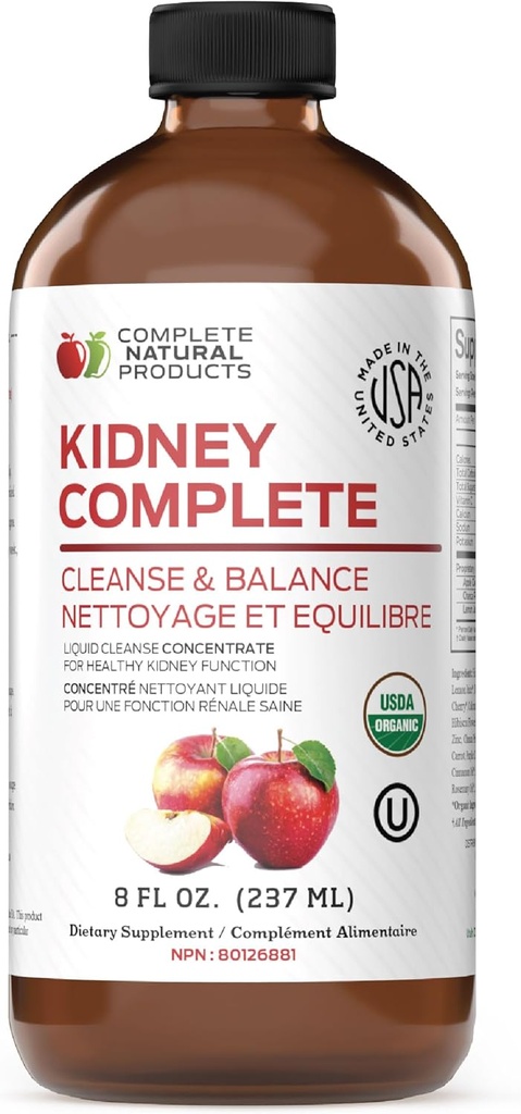 Tamam Doğal Ürünler Kidney Tamam - Kidney Desteği için 8oz Organik Sıvı ve Apple Cider Vinegar, Lemon ve Organik Chanca Piedra ile Detox.