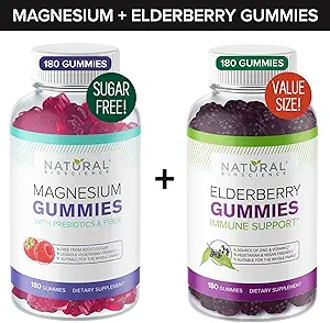 Τσίχλες μαγνησίου χωρίς ζάχαρη (180 Gummies) και Gummies Elderberry (180 Gummies)