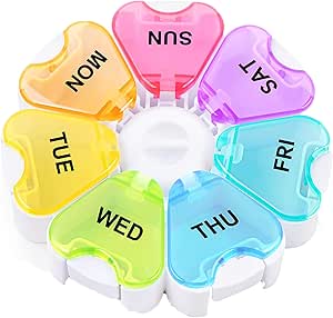 Büyük Haftalık Pill Organizer, Gelibo Push Open Düğme Pill Box 7 Gün, Açık Pill Case, Daily Medicine Organizer, Travel Pill Konteyner, Vitaminek for Drug, Supplements, Fish Oils