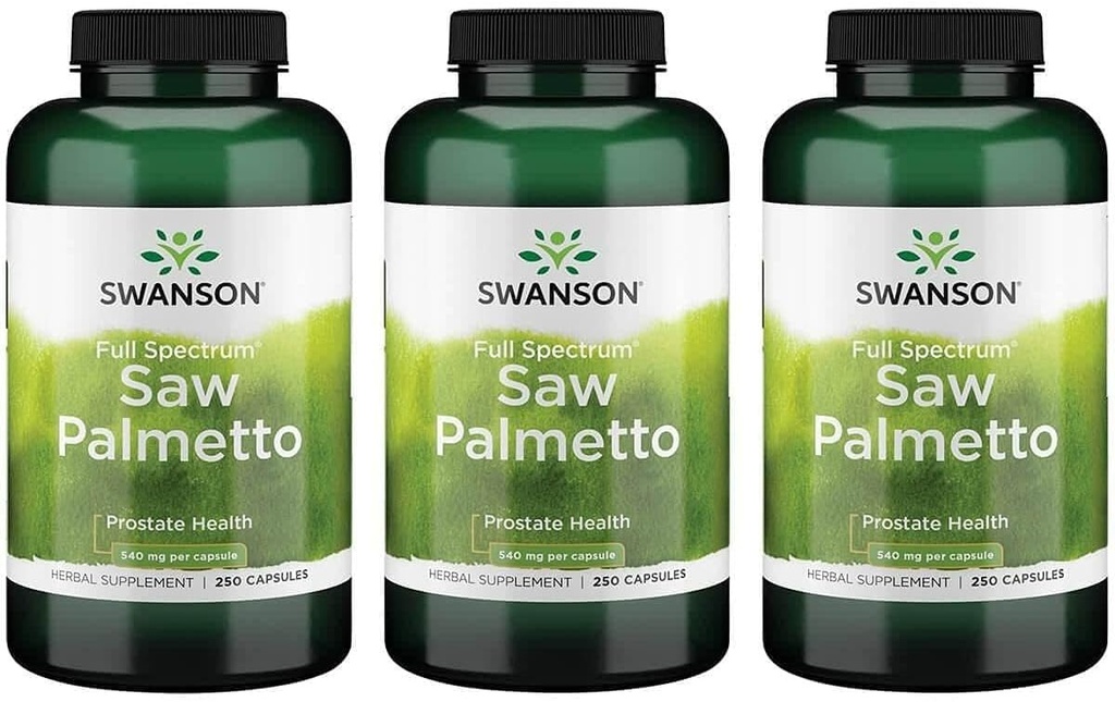 Swanson Saw Palmetto - Erkek Prostate Health Support - Natural Hair Supplement & Urinary Health Support (540 mg 250 Capsules) (3 Pack)