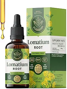 HERBAMAMA Lomatium Root Tincture - Vegan Lomatium Lung Detox & Cleanse - Non-GMO, Alkol & Sugar-Free Respiratory Lung Support Supplement, 28-Day Supply
