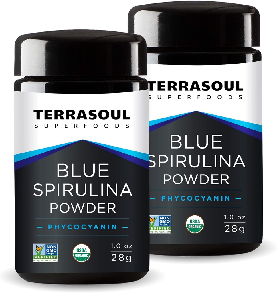 Terrasoul Superfoods Organik Blue Spirulina Toz (in Miron Glass Jar) : 2 Oz (2 Pack)