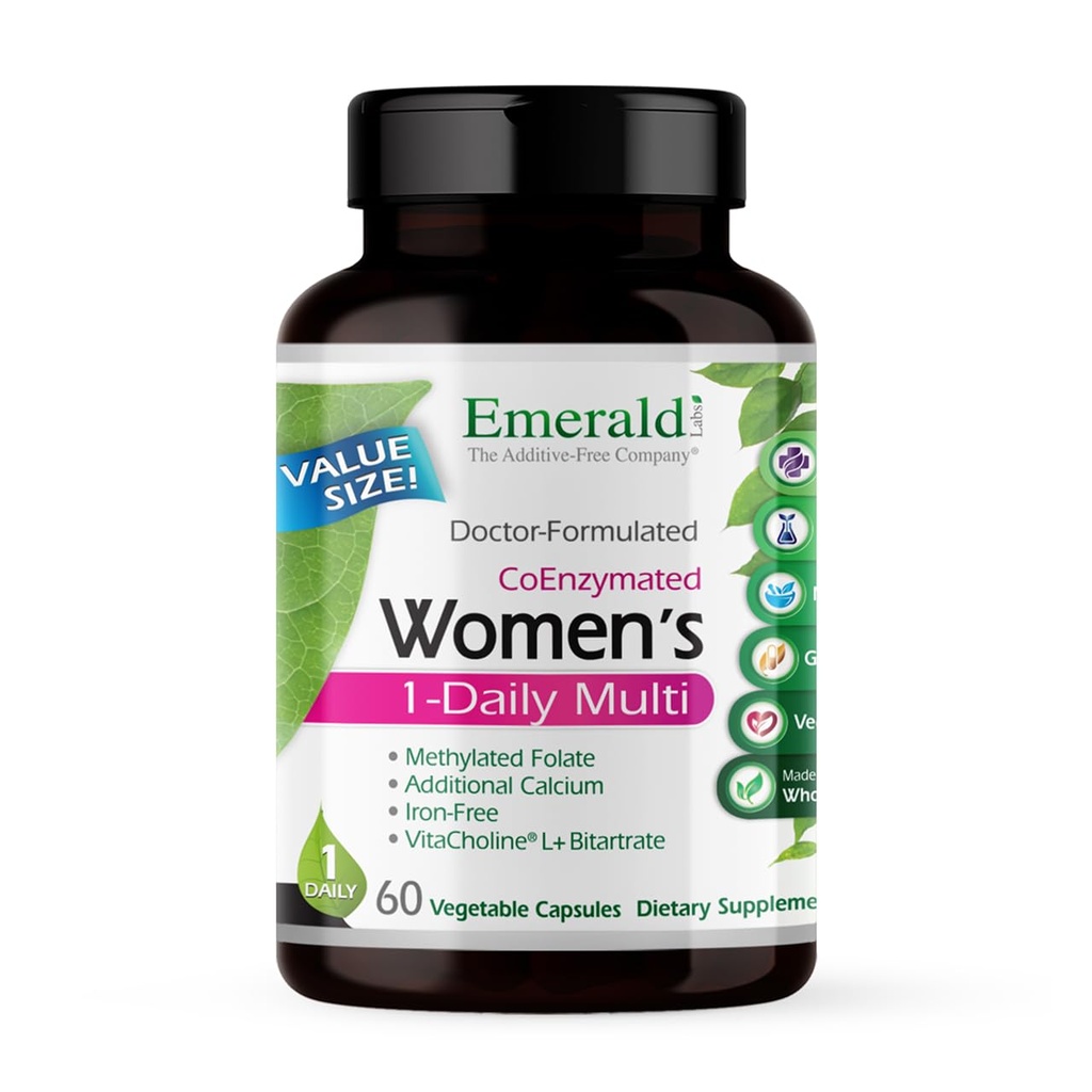EMERALD LABS Women's 1-Daily Multi - Kadınlar için Multivitamin - Yiyecek, çinko, B & More - Bone & Immune Support Supplement* - Gluten-Free - 60 Sebze Capsules