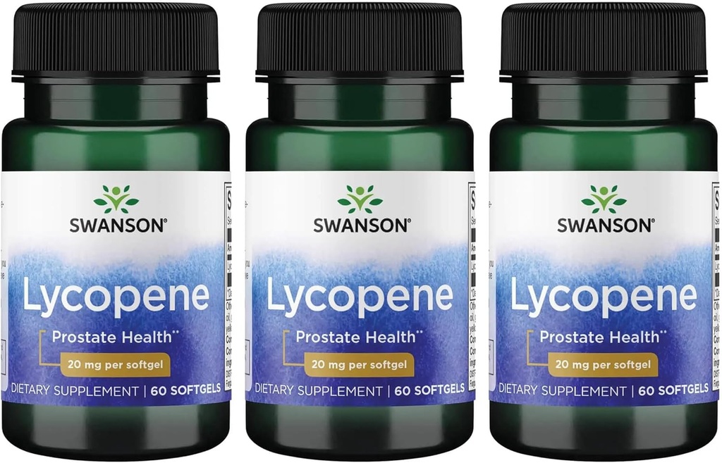 Swanson Lycopene - Φυσικό συμπλήρωμα που προωθεί την υγεία του προστάτη, την υγεία της καρδιάς, και υποστηρίζει την πίεση του αίματος μέσα στο φυσιολογικό εύρος - Mens συμπλήρωμα υγείας - (60 Softgels) 3 Pack