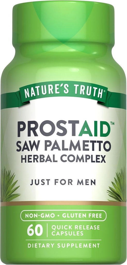 Nature's Truth Prostate Support Supplement for Men | with Saw Palmetto, Pygeum, Sting Nettle | 60 Herbal Komplek Capsules | Non-GMO & Gluten Free
