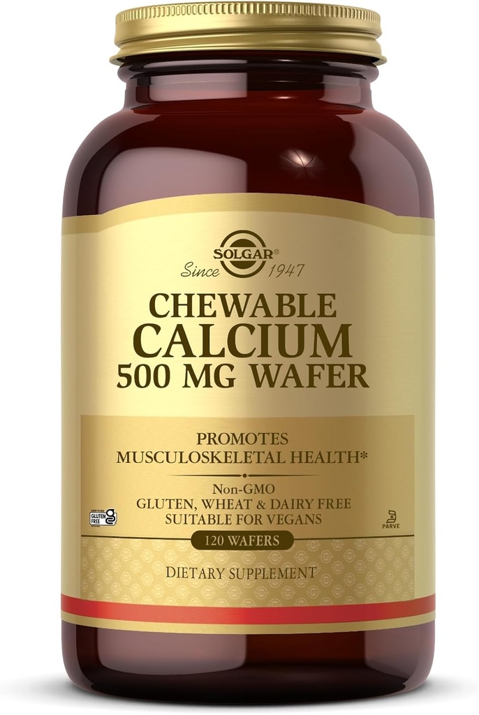 Solgar Chewabledis 500 mg - 120 Wafers - Musculoskeletal Health - Non-GMO, Vegan, Gluten, Buğday ve Süt Ücretsiz, Kosher - 60 Hizmet