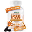 11-σε-1 Candida Cleanse, Advanced Candida Cleanse Detox για γυναίκες & άνδρες, συμπλήρωμα υποστήριξης Candida με Orγανη, καπρυλικό οξύ, προβιοτικά & εκχυλίσματα βοτάνων, 60 Softgels