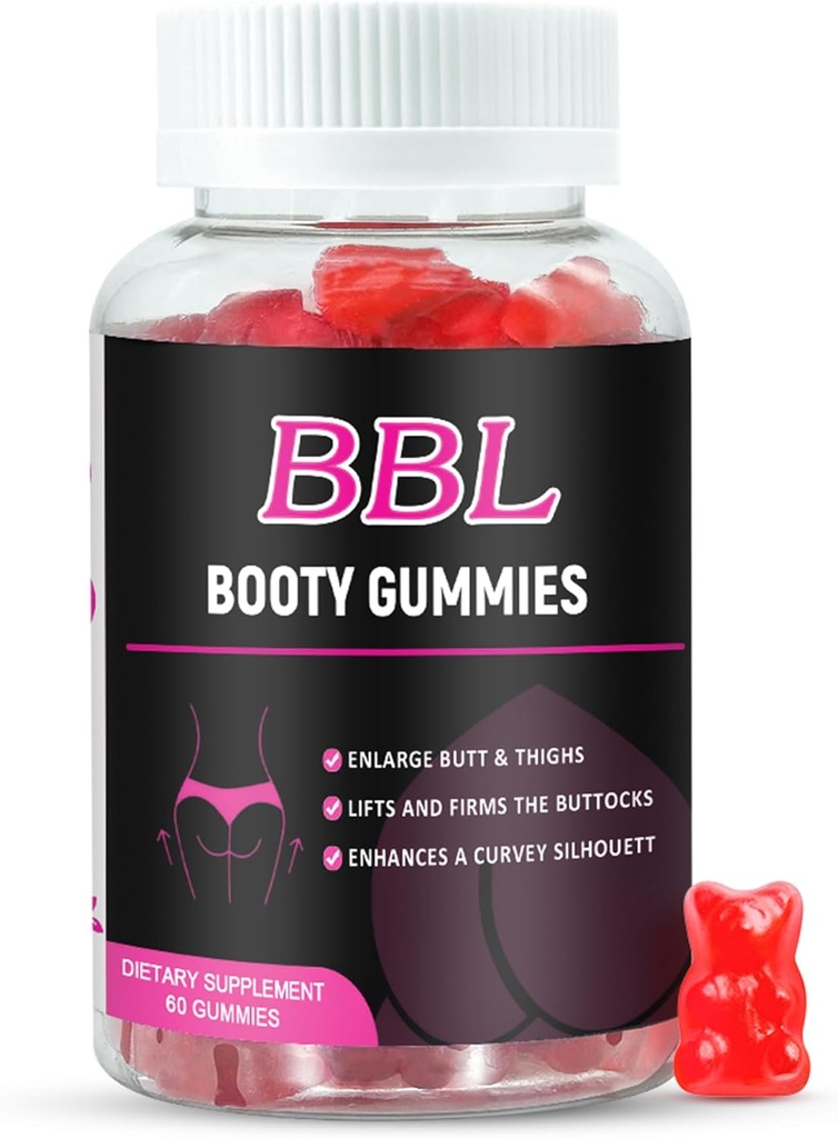 Kadınlar için BBL Gummies Butt growth, 60 Count, Bear Shape Booty Gummies for Better Curvy Body, Butt Boost Vitamin Gummies for Better Butt Fast,Vegan Kilo Win