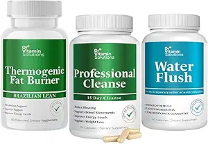 DR VITAMIN SOLUTIONS Θερμογόνος καύση λίπους, 15 ημέρα καθαρισμού, Flush νερού, απώλεια βάρους για γυναίκες & άνδρες Bundle, 180 κάψουλες