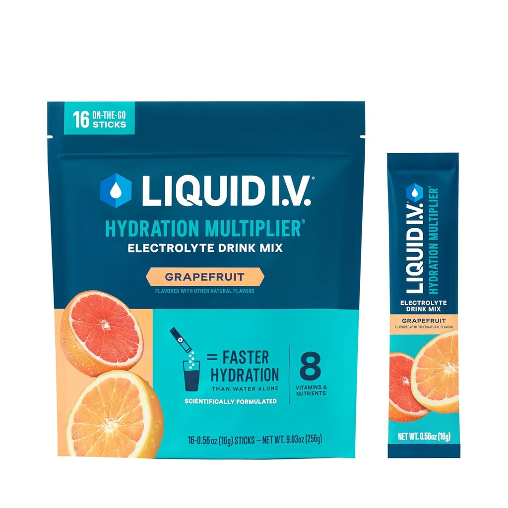 Sıvı I.V.® Hydration Multiplier - Grapetre | Elektrolyte Toz İçecek Mix | 1 Pack (16 hizmet)