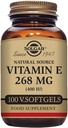 Solgar Vitamin E 268 mg (400 IU), 100 Vejetaryen Softgels - Doğal Antioksi, Skin & Immune System Support - Doğal Kaynaklanan Vitamin E - Non-GMO, Vegan, Gluten Free, Dairy Free - 100 Hizmet