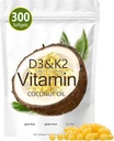 Vitamin D3 K2 Softgel, D3 K2 Vitamin 10000 IU, 10000 IU VIT D3 + 200 MCG Vitamin K2, Free of GMO, Gluten, Soy, Bone Health, Supports Calcium Absorption, 300 Gels