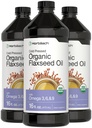Horbäach Organic Flaxseed Oil | 3 Pack | 16 fl oz Her | Cold Pressed | Omega 3, 6, 9 | Vegetarian, Non-GMO, Gluten Free Liquid