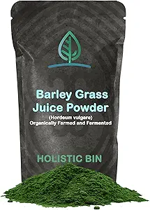 Holistic Bin Organik Barley Grass Juice -% 100 Pure USDA Organik - 35 Probiyotik Strains - Nutrient-Dense Green Superfood for Smoothies - Supports Digestion - 30 Day Supply (50g)
