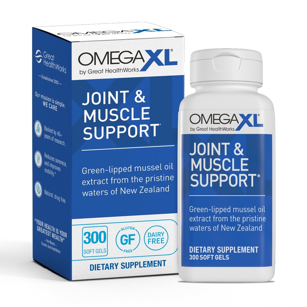 OmegaXL Ortak Destek Tamam - Doğal Kas Desteği, Green Lipped Mussel Oil, Soft Gel Pills, Drug-Free, 300 Count