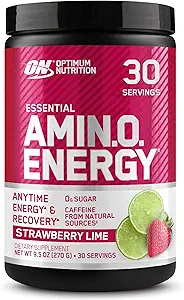 Optimum Nutrition Amino Energy - Προ προπόνηση με πράσινο τσάι, BCAA, Αμινοξέα, Κετοφιλικό, Πράσινο εκχύλισμα καφέ, Ενεργειακή σκόνη - Φράουλα Lime, 30 Σερβίρεις (Packaging May Vary)