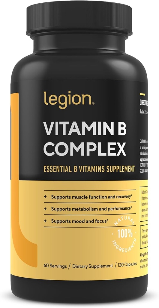 LEGION Vitamin B-Complex (120 Κάψουλες) - Vitamin B Complex με Χολίνη και Ινοσιτόλη Υποστηρίζει Mood & Liver Function - Vegan B Complex Vitamins Υποστήριξη Ενέργεια Μεταβολισμός & Μυϊκή Λειτουργία